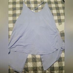 Womens Lululemon moda silk yoga tank. Size 12 pale blue. NWT